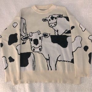 Black and Cream Cow Sweater